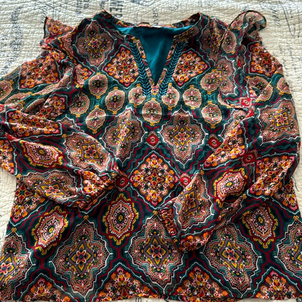 LOFT Multicolor Patterned Blouse